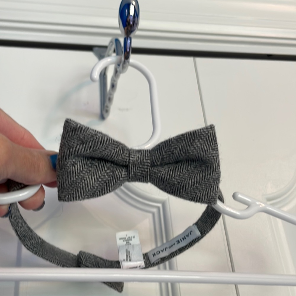 Toddler Boy Janie and Jack Gray Herringbone Wool Bowtie 2-5 Year Size